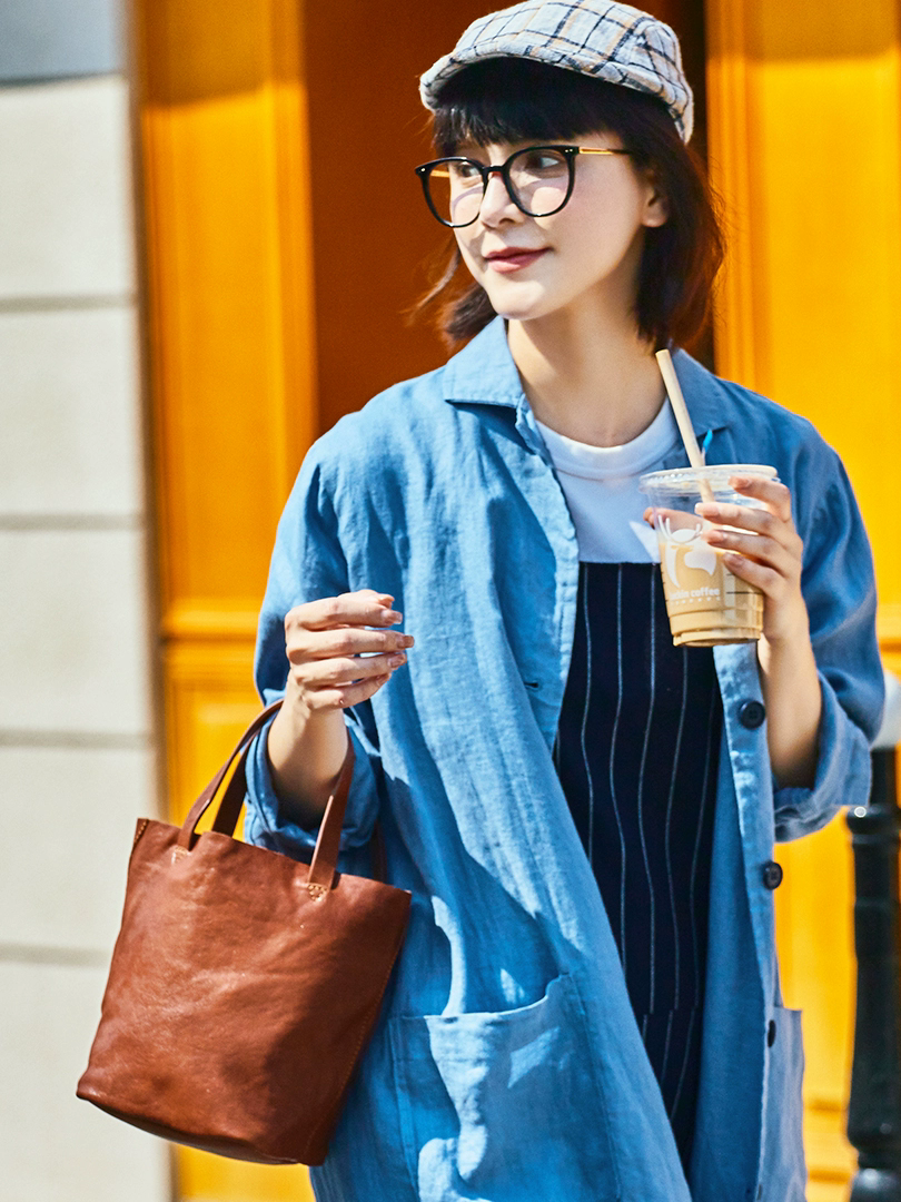 李記 | 原創手工真皮 | 日系い簡約風格の軟皮手提包21092號