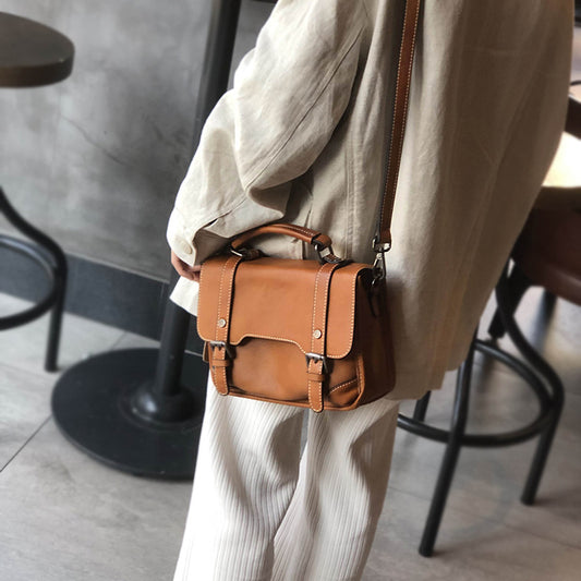 李記 | 原創手工真皮 | グ樹膏革レ手製牛革小方形バ郵便包22003號