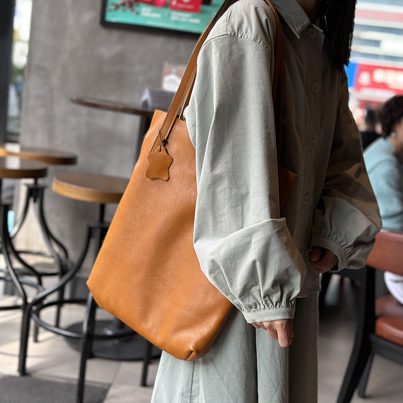 李記 | 原創手工真皮 | 軽量でス休閒の頭層革購物袋22018號