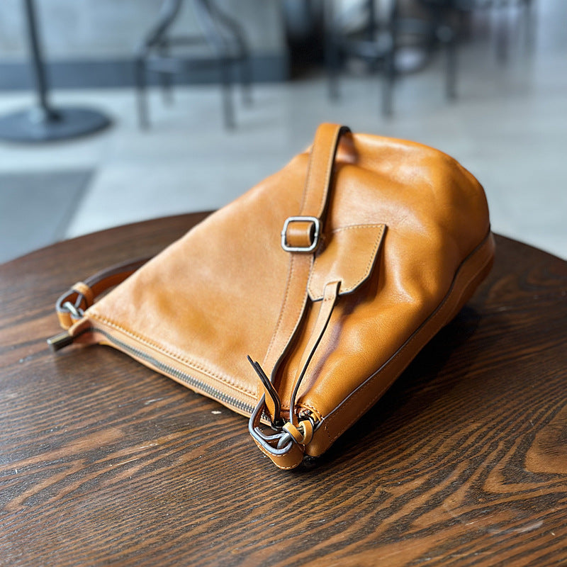 李記 | 原創手工真皮 | 日系り復古質感の斜唄包23016號