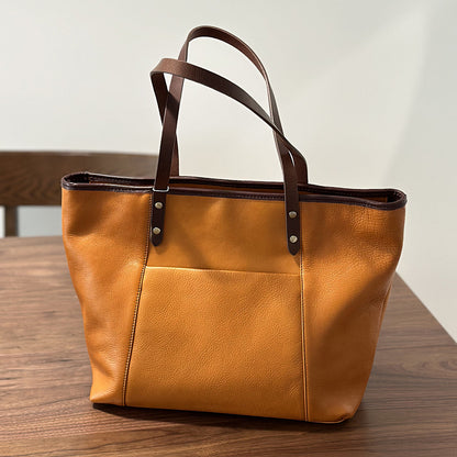 Li Ji | Original handmade genuine leather | Tree paste cowhide casual shopping bag No. 24020 