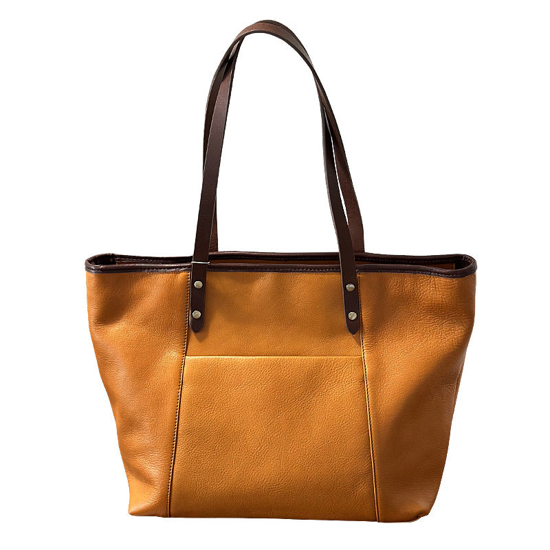 Li Ji | Original handmade genuine leather | Tree paste cowhide casual shopping bag No. 24020 