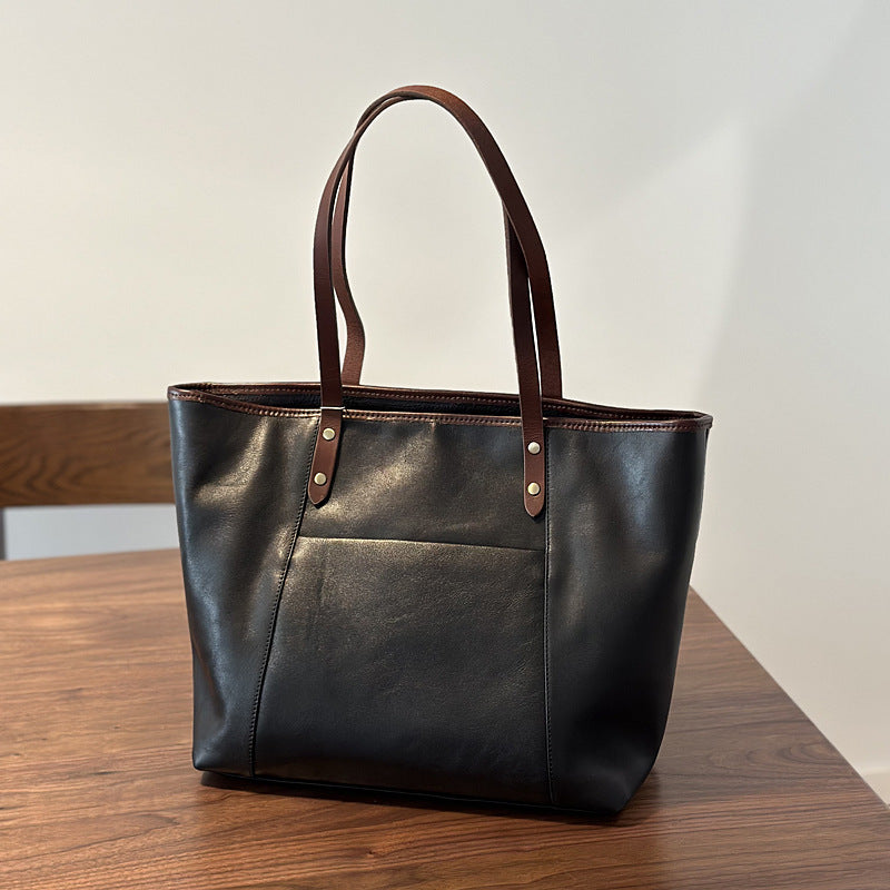 Li Ji | Original handmade genuine leather | Tree paste cowhide casual shopping bag No. 24020 