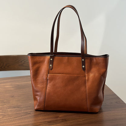 Li Ji | Original handmade genuine leather | Tree paste cowhide casual shopping bag No. 24020 