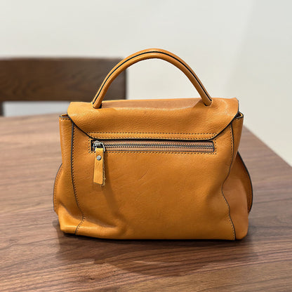 Li Ji | Original handmade genuine leather | European and American first-layer tree paste leather messenger bag No. 24023 