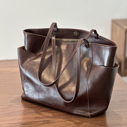 Li Ji | Original handmade leather | European and American mid-century style and practical tote bag No. 24027 