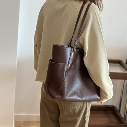 Li Ji | Original handmade leather | European and American mid-century style and practical tote bag No. 24027 