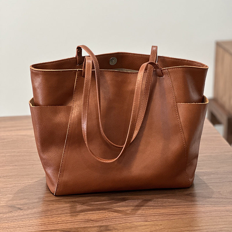 Li Ji | Original handmade leather | European and American mid-century style and practical tote bag No. 24027 
