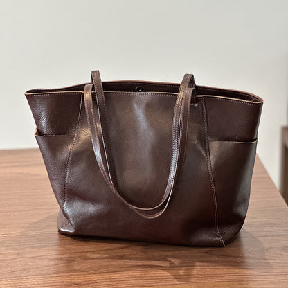 Li Ji | Original handmade leather | European and American mid-century style and practical tote bag No. 24027 