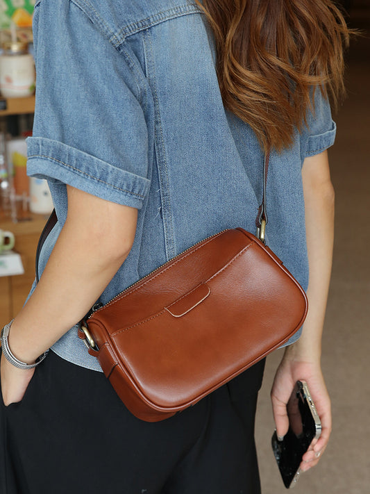 Li Ji |. หนังแท้แฮนด์เมด |. กระเป๋าหนังวัวชั้นยอดแบบลำลอง No. 3012 