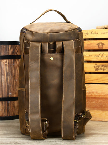 李記 | 原創真皮手工 | 歐美復古の瘋馬皮後背包3058號