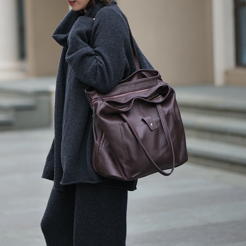 李記 | 原創手工真皮 | 多層內裡の復古通勤托特包3331號