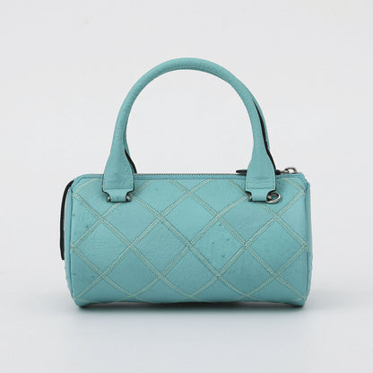 李記 | 原創手工真皮 | 鴕鳥皮う菱格円筒包3599T號