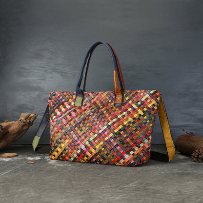 李記 | 原創手工真皮 | 彩色編織の輕奢托特包3885號