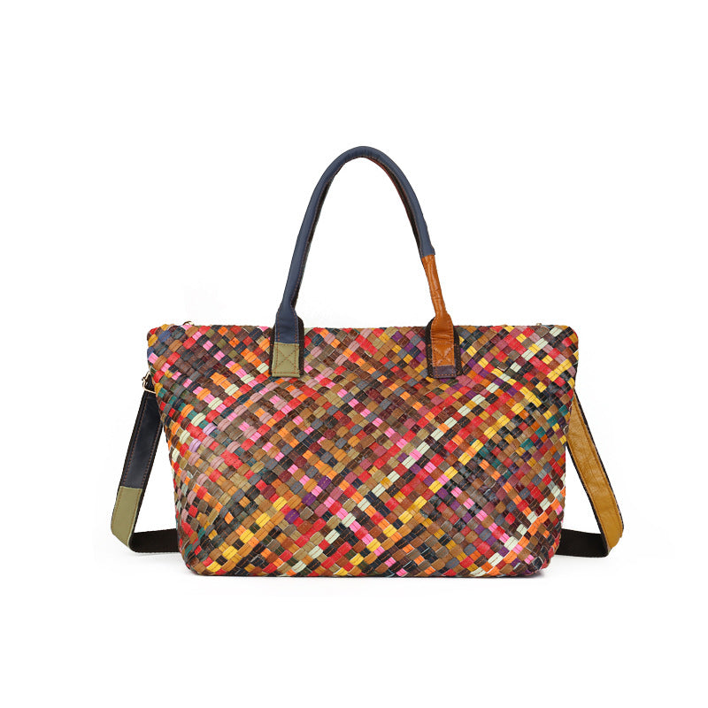 李記 | 原創手工真皮 | 彩色編織の輕奢托特包3885號