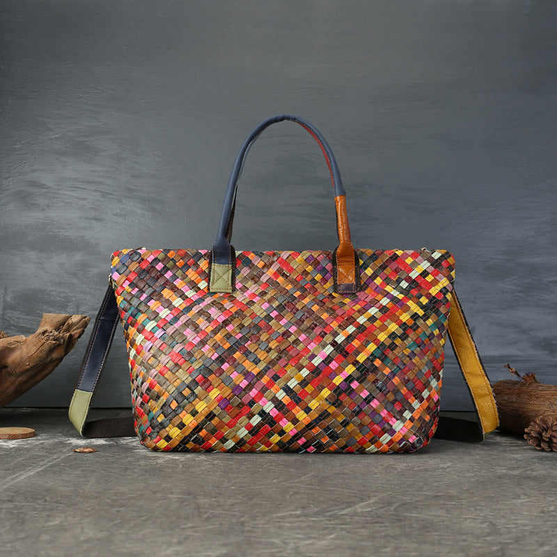 李記 | 原創手工真皮 | 彩色編織の輕奢托特包3885號