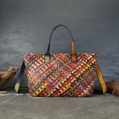 李記 | 原創手工真皮 | 彩色編織の輕奢托特包3885號