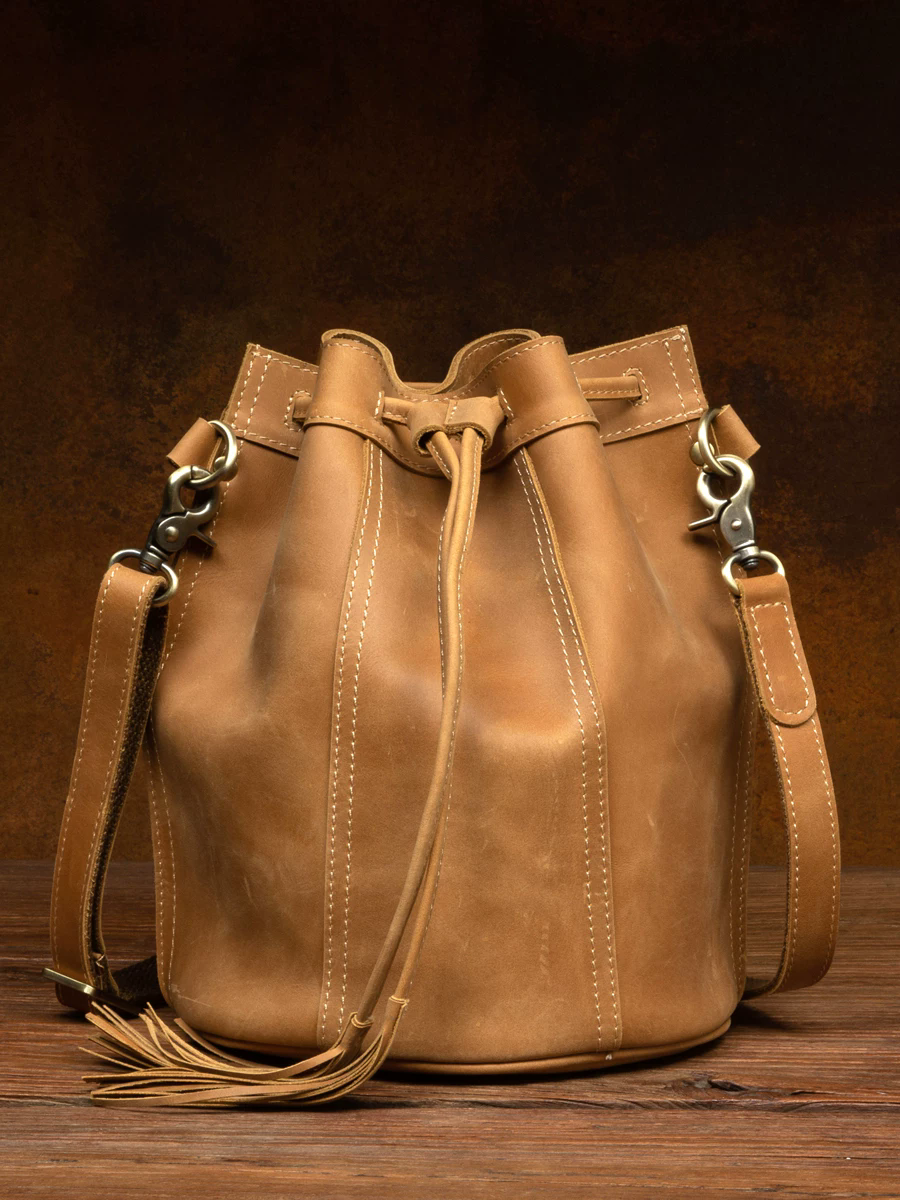 李記 | 原創手工真皮 | 穿什麼都搭の抽繩水桶包4101號