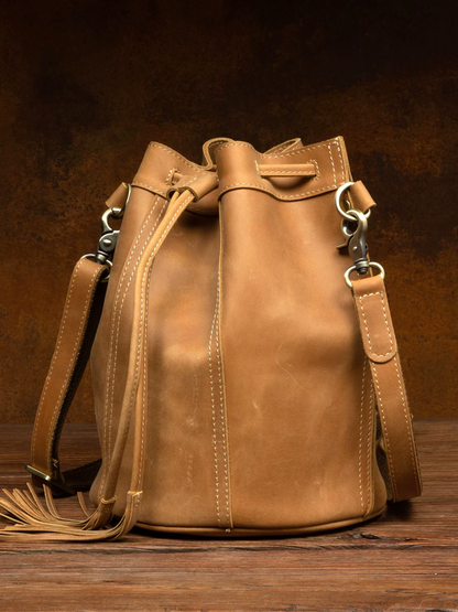 李記 | 原創手工真皮 | 穿什麼都搭の抽繩水桶包4101號