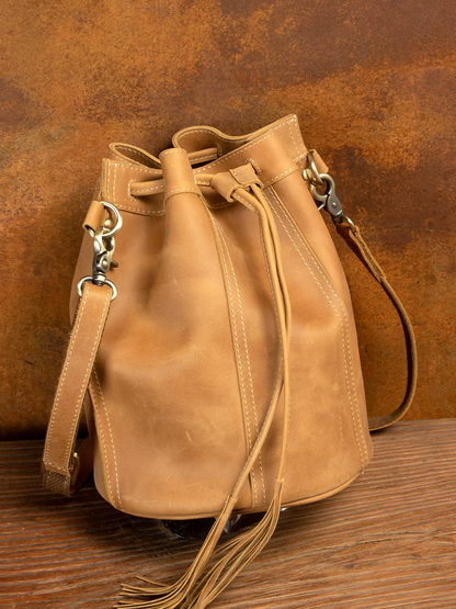 李記 | 原創手工真皮 | 穿什麼都搭の抽繩水桶包4101號