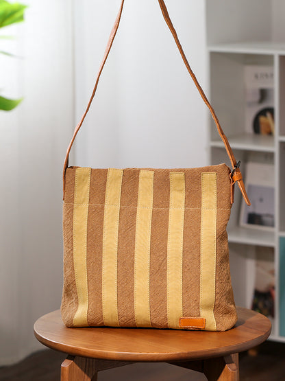 Li Ji | Original handmade genuine leather | Top quality cotton and linen + first layer leather canvas bag No. 42506