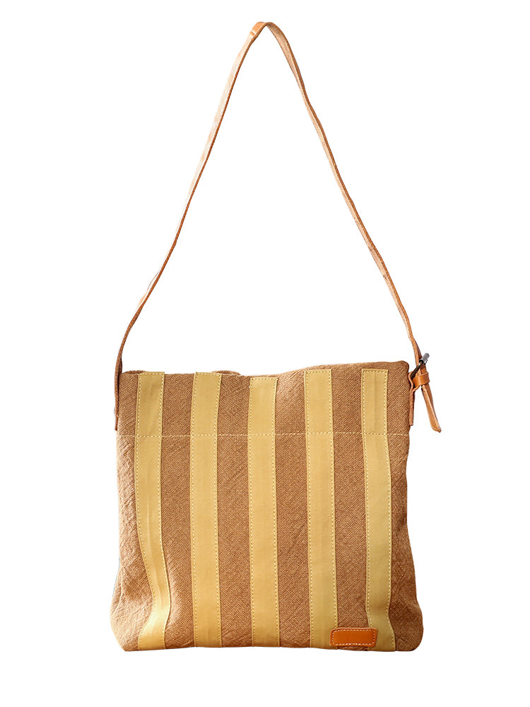 Li Ji | Original handmade genuine leather | Top quality cotton and linen + first layer leather canvas bag No. 42506