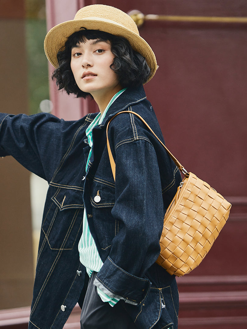 李記 | 原創手工真皮 | 鞣製で手作編織の腋下包45463號