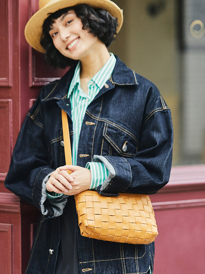 李記 | 原創手工真皮 | 鞣製で手作編織の腋下包45463號