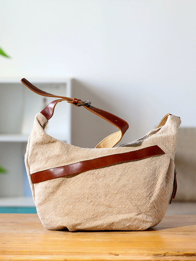 李記 | 原創手工真皮 | 棉麻慵懶風ッ帆布包47510號