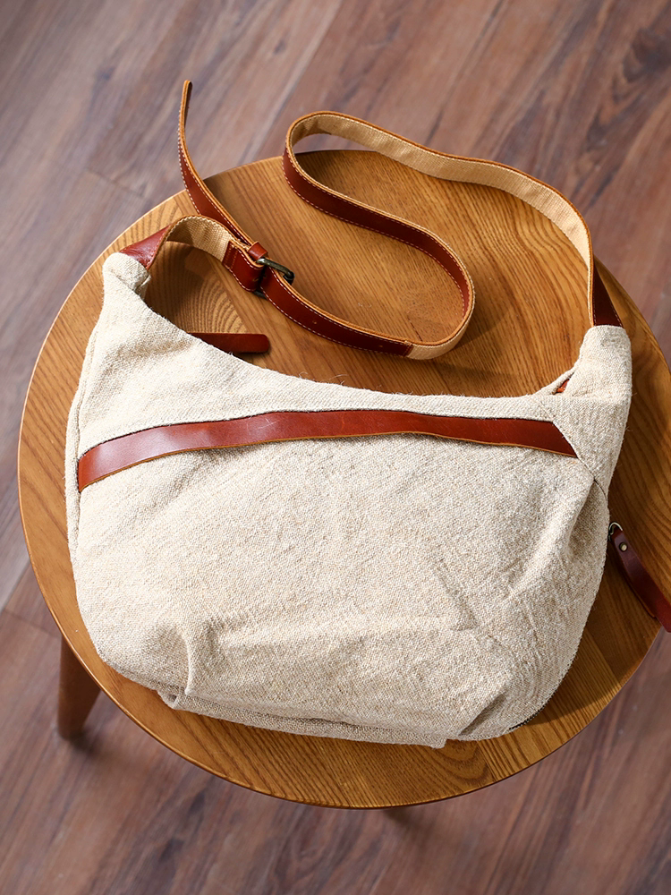 李記 | 原創手工真皮 | 棉麻慵懶風ッ帆布包47510號