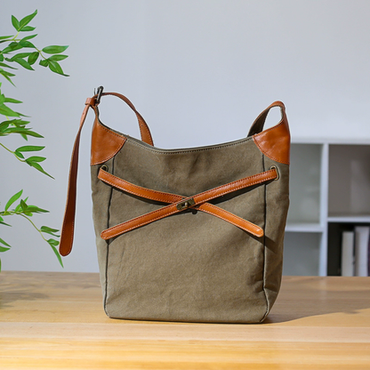 李記 | 原創手工真皮 | 高級耐磨の帆布包48457號