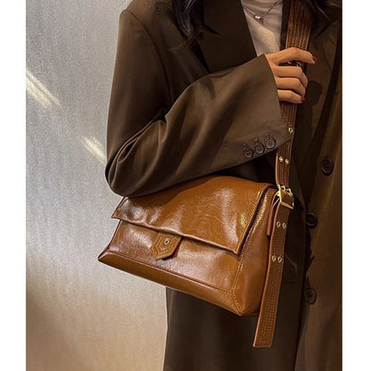 李記 | 原創手工真皮 | 手触りが厚い休閒通勤の斜唄包5001Y號