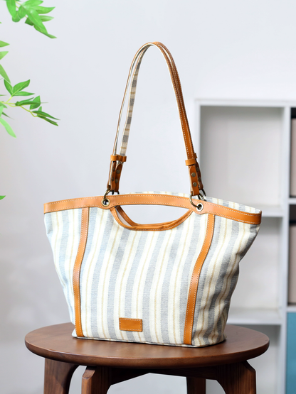 李記 | 原創手工真皮 | 日常通勤好看又好搭の帆布配牛皮包57107號