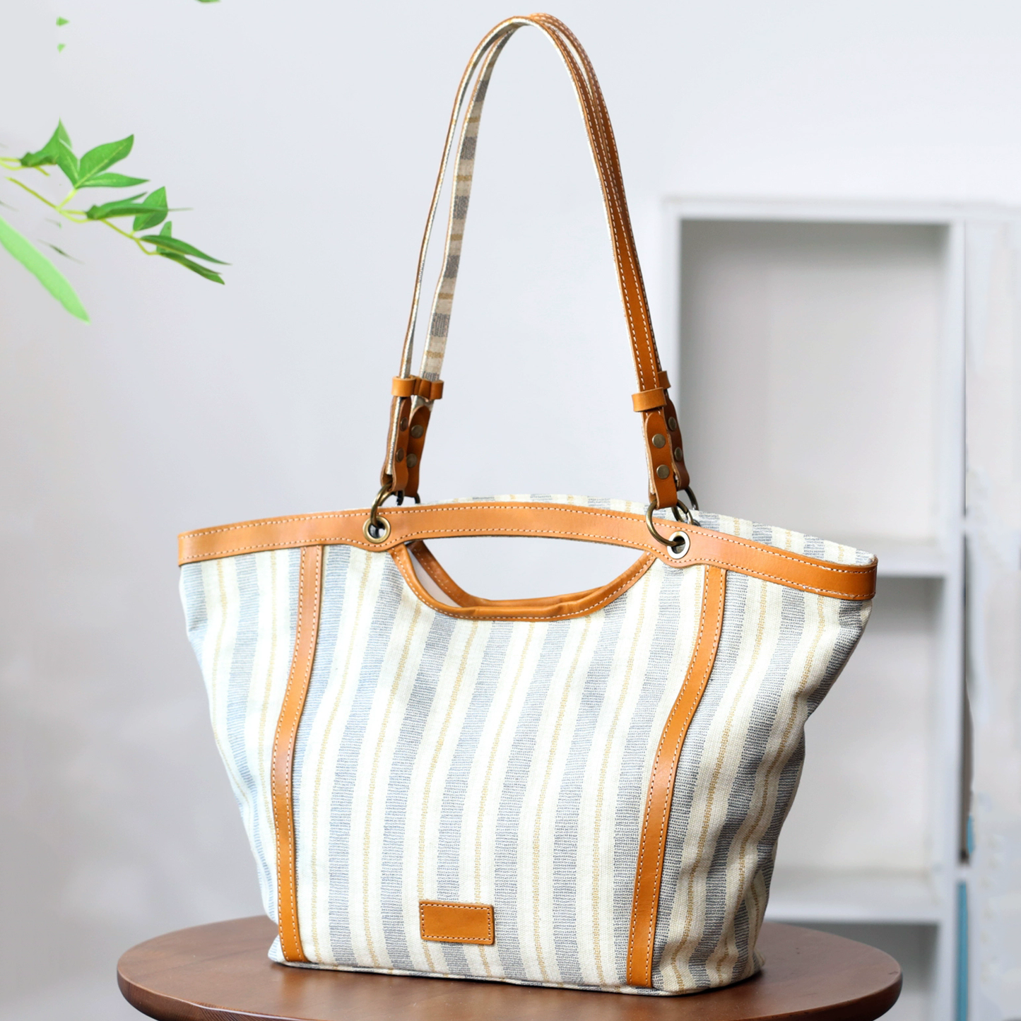 李記 | 原創手工真皮 | 日常通勤好看又好搭の帆布配牛皮包57107號