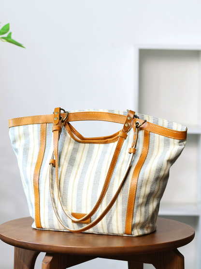 李記 | 原創手工真皮 | 日常通勤好看又好搭の帆布配牛皮包57107號