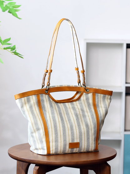 李記 | 原創手工真皮 | 日常通勤好看又好搭の帆布配牛皮包57107號