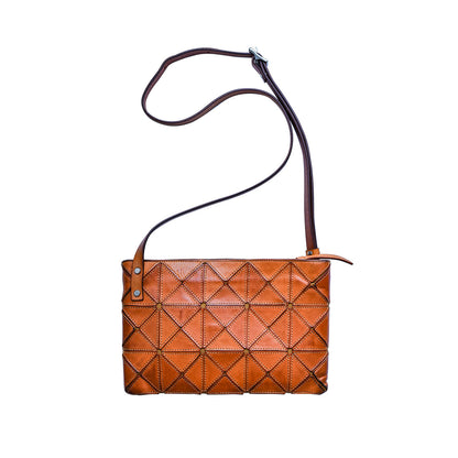 李記 | 原創手工真皮 | 日系い菱格幾何の斜唄包5939號