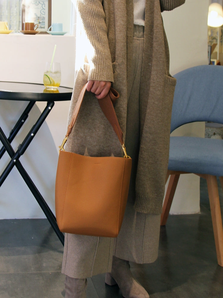 李記 | 原創手工真皮 | 簡約風格で寬肩帶い托特包6088號