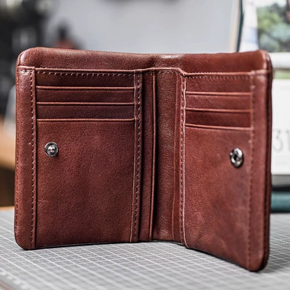 李記 | 原創手工真皮 | 兩折簡約の短款小錢包6325A號