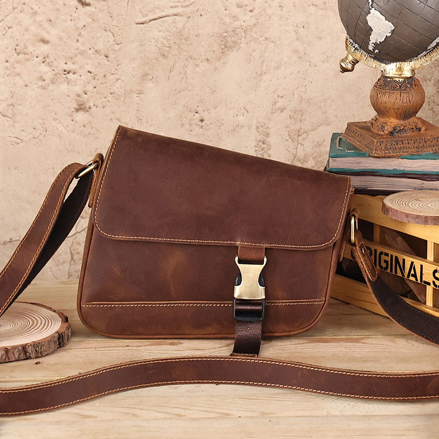 李記 | 原創手工真皮 | 第一層油蝋皮ラ休閒垮包6703號