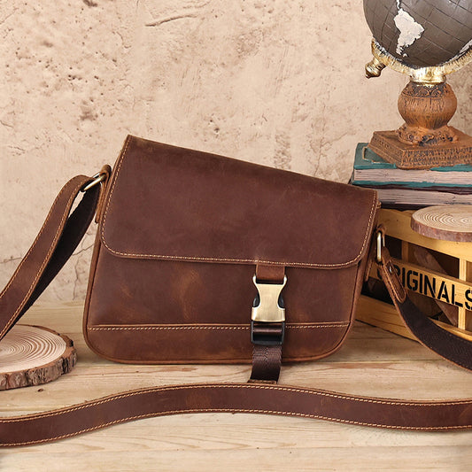 李記 | 原創手工真皮 | 第一層油蝋皮ラ休閒垮包6703號