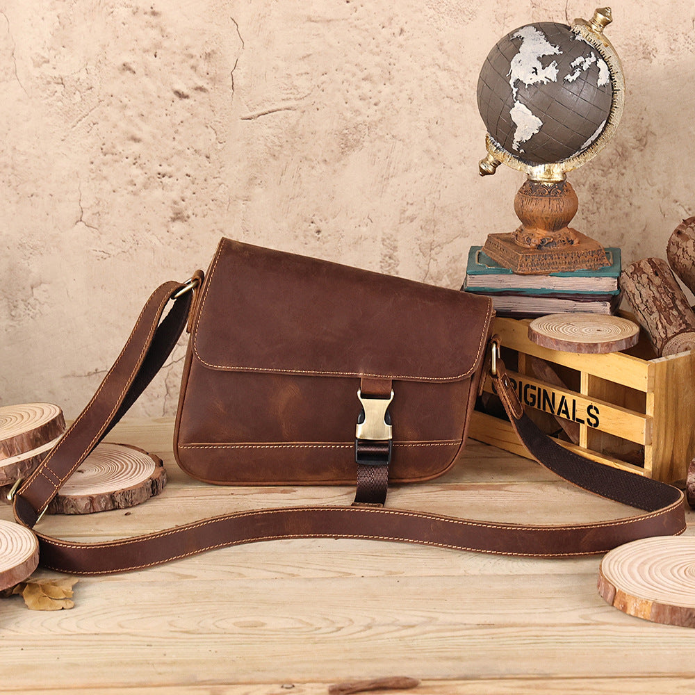 李記 | 原創手工真皮 | 第一層油蝋皮ラ休閒垮包6703號