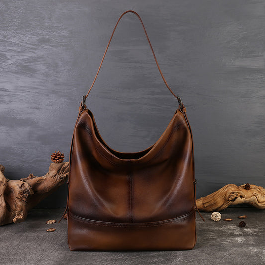 李記 | 原創手工真皮 | 復古簡約擦色の腋下肩唄包6814號