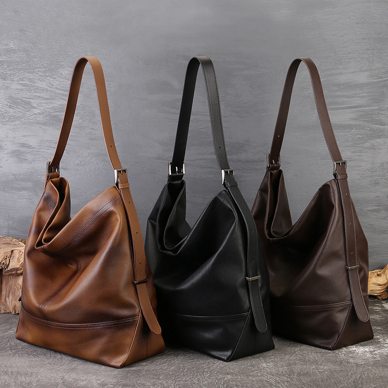 李記 | 原創手工真皮 | 復古簡約擦色の腋下肩唄包6814號