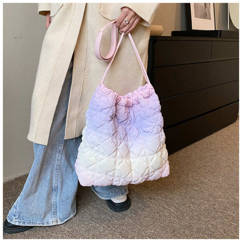 李記 | 原創手工真皮 | 韓国風い菱格子ハ気質托特包6816號