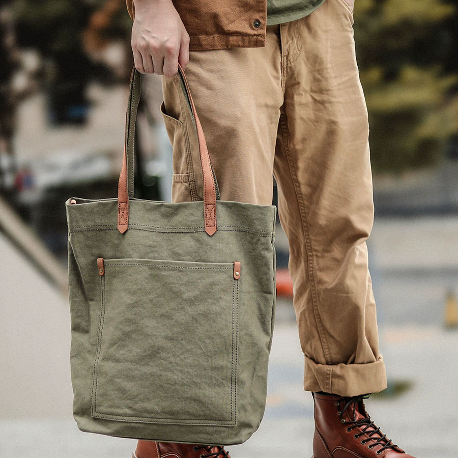 李記 | 原創手工真皮 | 厚實耐操且復古感十足の帆布包7096號