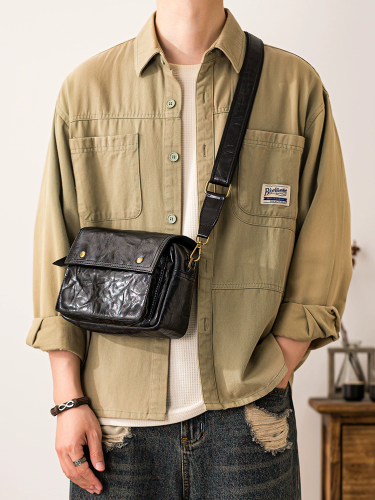 李記 | 原創手工真皮 | 鞣製全頭層皮の斜唄包75170H號