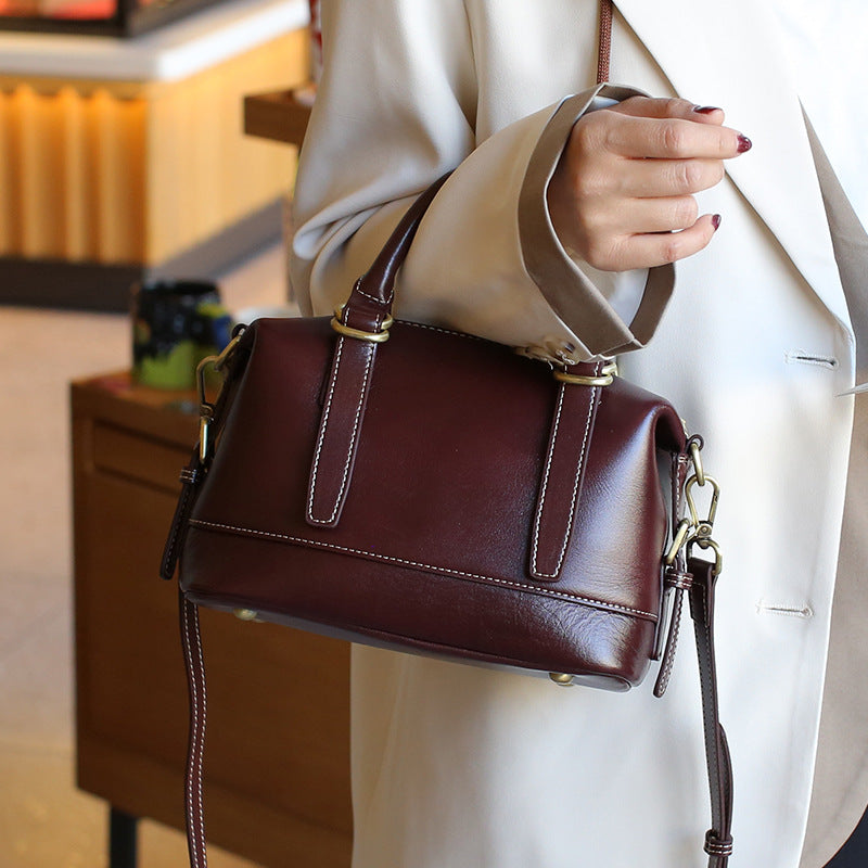 李記 | 原創手工真皮 | 植鞣牛革で立體ら復古波士頓包77123號