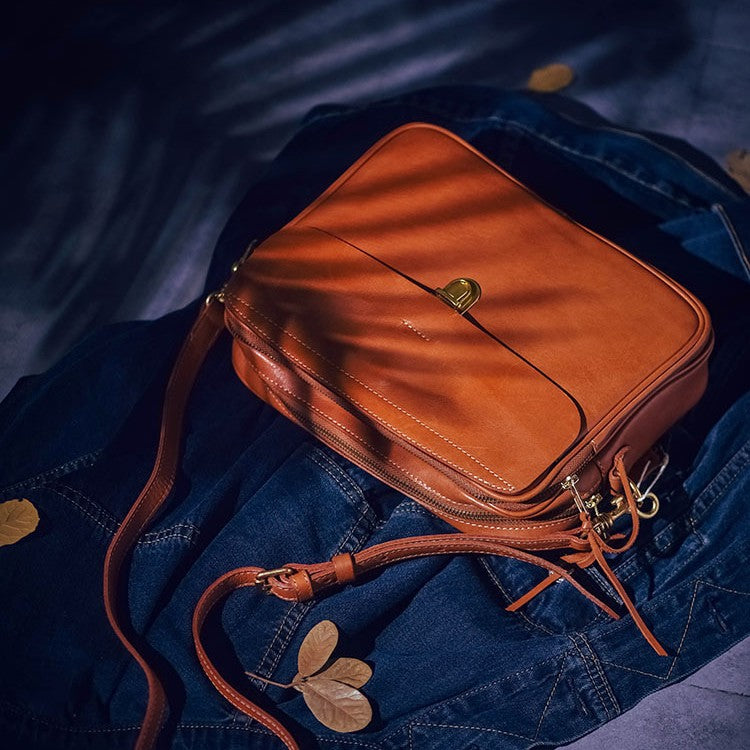 李記 | 原創手工真皮 | 美式復古の軟牛皮郵差包7738號