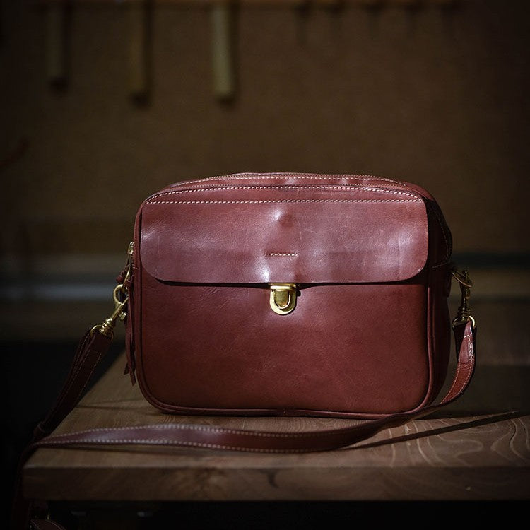 李記 | 原創手工真皮 | 美式復古の軟牛皮郵差包7738號